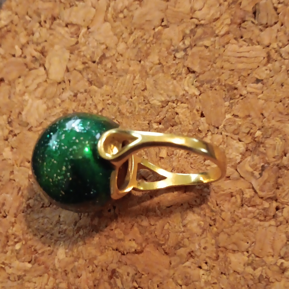 Source Unknown Green Statement Ring With Sparklin… - image 7